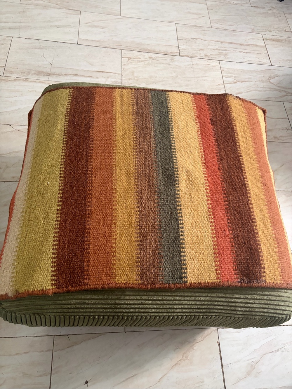 Vintage handwoven wool fall colors small rug - Unbranded